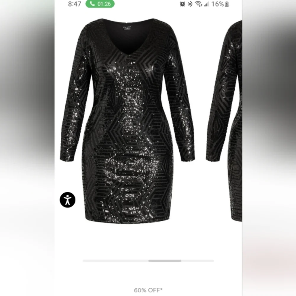 CITY  CHIC Elegant Black Sequin Dress - Picture 2 of 4